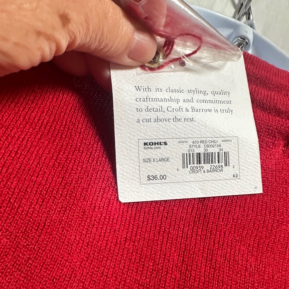 NWT Croft&Barrow Red Sweater Size XL - Picture 5 of 5